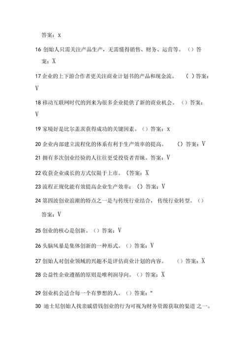 創(chuàng  )新與創(chuàng  )業(yè)基礎期末答案