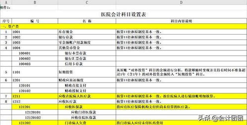 核算,會(huì)計(jì)科目,醫(yī)院,內(nèi)容