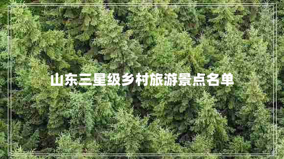 山東三星級鄉村旅游景點(diǎn)名單