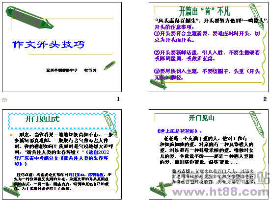 小學(xué)作文的開(kāi)頭技巧ppt