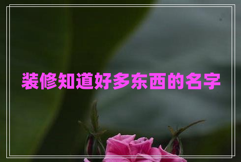 裝修知道好多東西的名字