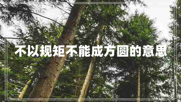 不以規矩不能成方圓的意思