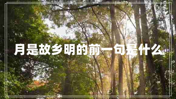 月是故鄉明的前一句是什么