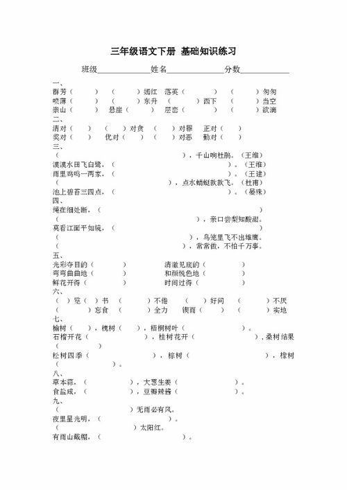 基礎知識,語(yǔ)文,訓練