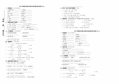 五級英語(yǔ)基礎知識試題
